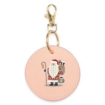 Nordic wool Christmas Santa Claus - Round Keyring - light pink - Front