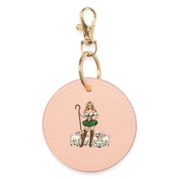 Dirndl Hirtin und Lämmer - Runder Schlüsselanhänger - Hellrosa - Vorne