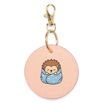 Star-hedgehog cuddle - Round Keyring - light pink - Front