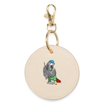 Parrot Cleaner Mop Cleaning - Round Keyring - oyster - Front