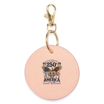 USA 250 Jahre Adler-Emblem - Runder Schlüsselanhänger - Hellrosa - Vorne