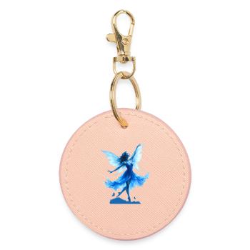 Blue Fairy in Flight - Round Keyring - light pink - Front