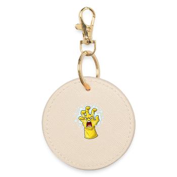 Angry Yellow Gauntlet - Round Keyring - oyster - Front