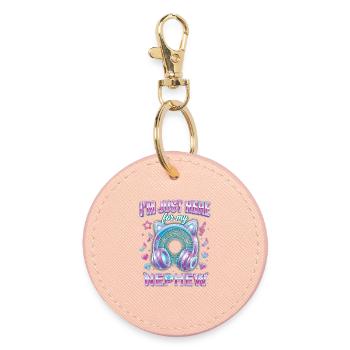 Auntie I'm Just Here For My Nephew - Round Keyring - light pink - Front