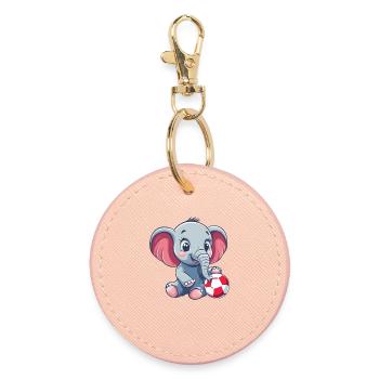 Cute elephant with ball - Round Keyring - light pink - Front