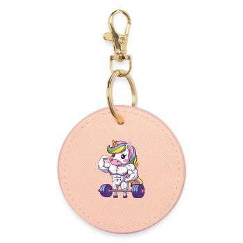 Strong licorn gym design fitness fitty - Porte-clés rond - rose clair - Devant