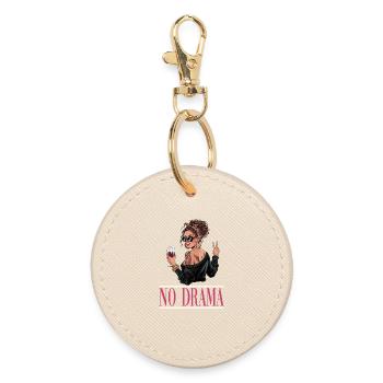 No Drama Diva Style Print - Round Keyring - oyster - Front