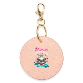 Maman Meilleur Cadeau Enfants Drôle - Porte-clés rond - rose clair - Devant