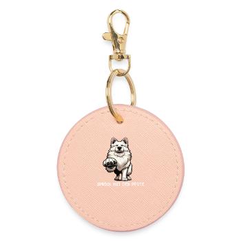 Parle au chien de berger blanc patte - Porte-clés rond - rose clair - Devant