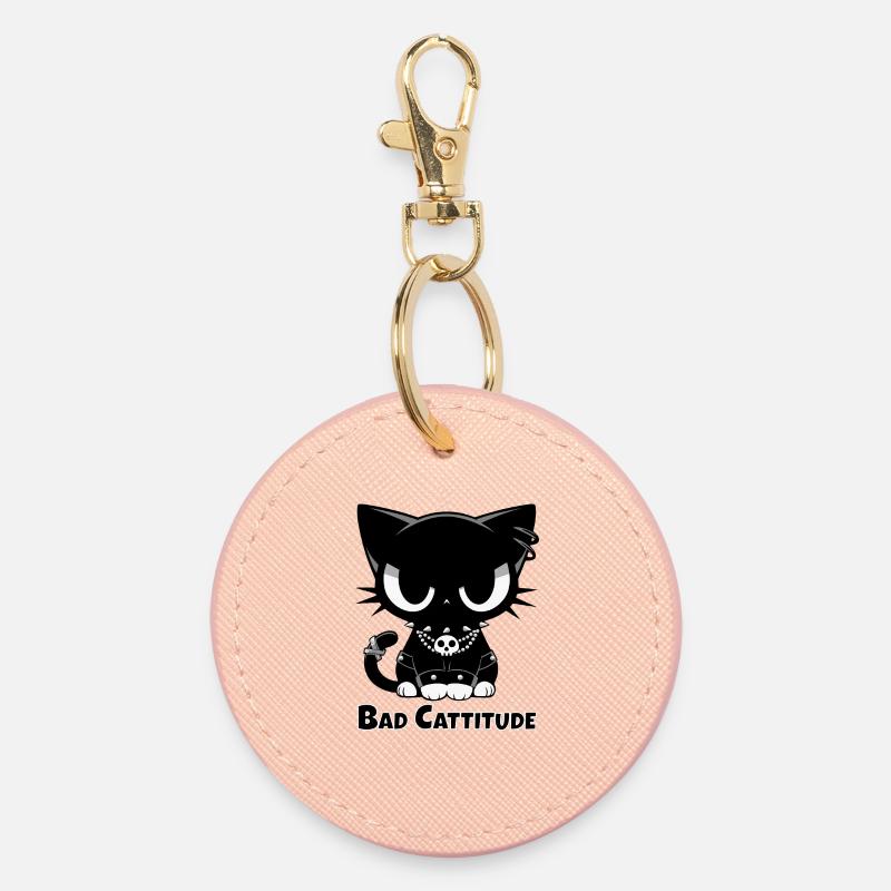 Bad Cattitude Chat gothique avec attitude - Porte-clés rond - rose clair