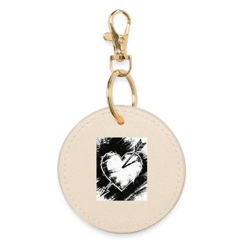 Black and white heart with arrow - Round Keyring - oyster - Front