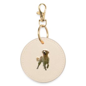 Golden Retriever - Runder Schlüsselanhänger - Auster - Vorne