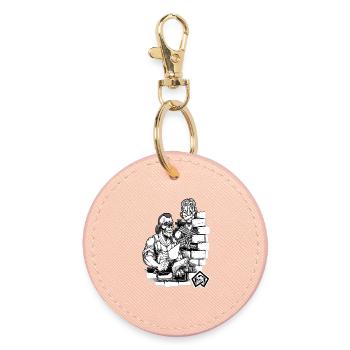 Bricklayer, master mason, craftsman - Round Keyring - light pink - Front