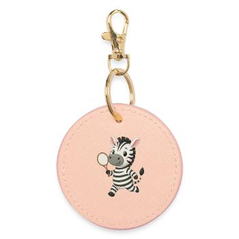 Süßes Zebra beim Tennis Spielen Kinder Freude - Runder Schlüsselanhänger - Hellrosa - Vorne