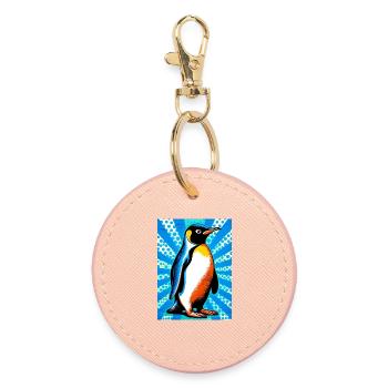 Pinguin - Runder Schlüsselanhänger - Hellrosa - Vorne