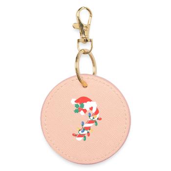 Candy Cane Christmas Lights - Round Keyring - light pink - Front
