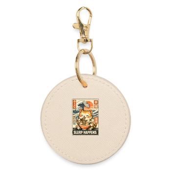 Ramen Cat - Round Keyring - oyster - Front