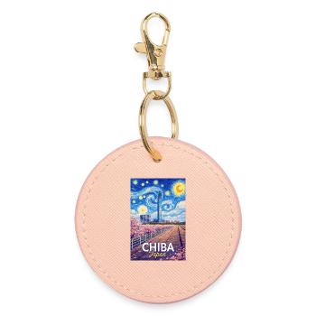 Chiba Japan - Runder Schlüsselanhänger - Hellrosa - Vorne