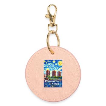 Ellesmere Port & Neston Angleterre Skyline - Porte-clés rond - rose clair - Devant