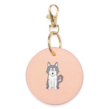 Dog Cartoon Amazing Siberian Husky - Round Keyring - light pink - Front