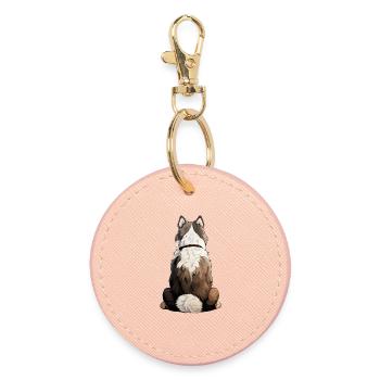 Husky sibérien - Porte-clés rond - rose clair - Devant