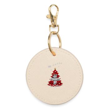 Christmas tree with Swiss flag - Round Keyring - oyster - Front