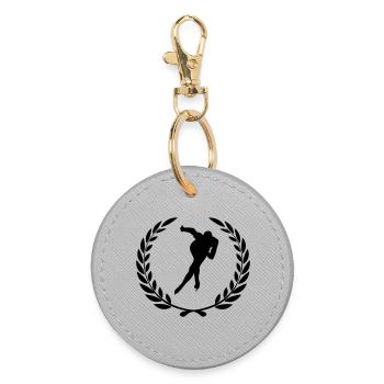 Sport prize laurel wreath laurel wreath skating - Round Keyring - grey - Front