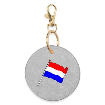 Flagge Niederlande - Runder Schlüsselanhänger - Grau - Vorne