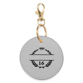Bannière de nom Lauwerkrans avec le numéro 16 - Porte-clés rond - bruyère - Devant