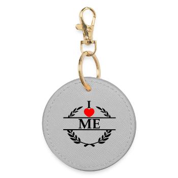 I heart love me - Round Keyring - grey - Front