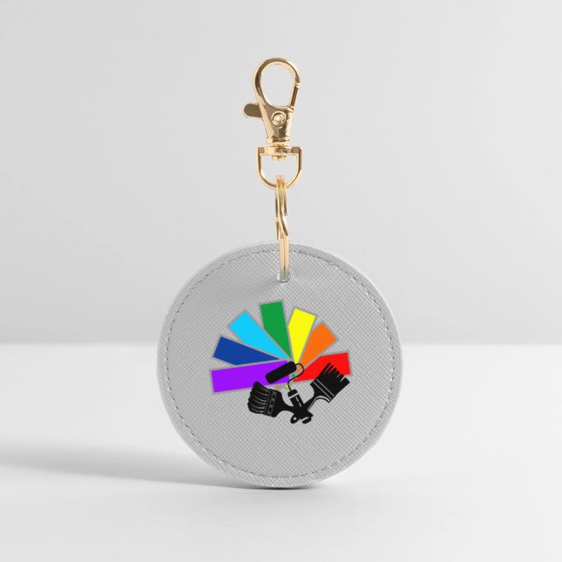 Farbfächerdeck mit Schattenpinseln und Rollenlogo Runder Schlüsselanhänger