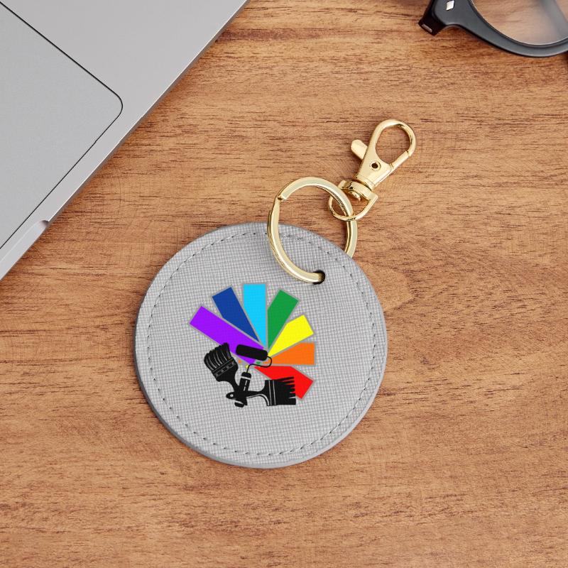 Color fan deck with shadow brushes and roller logo Round Keyring