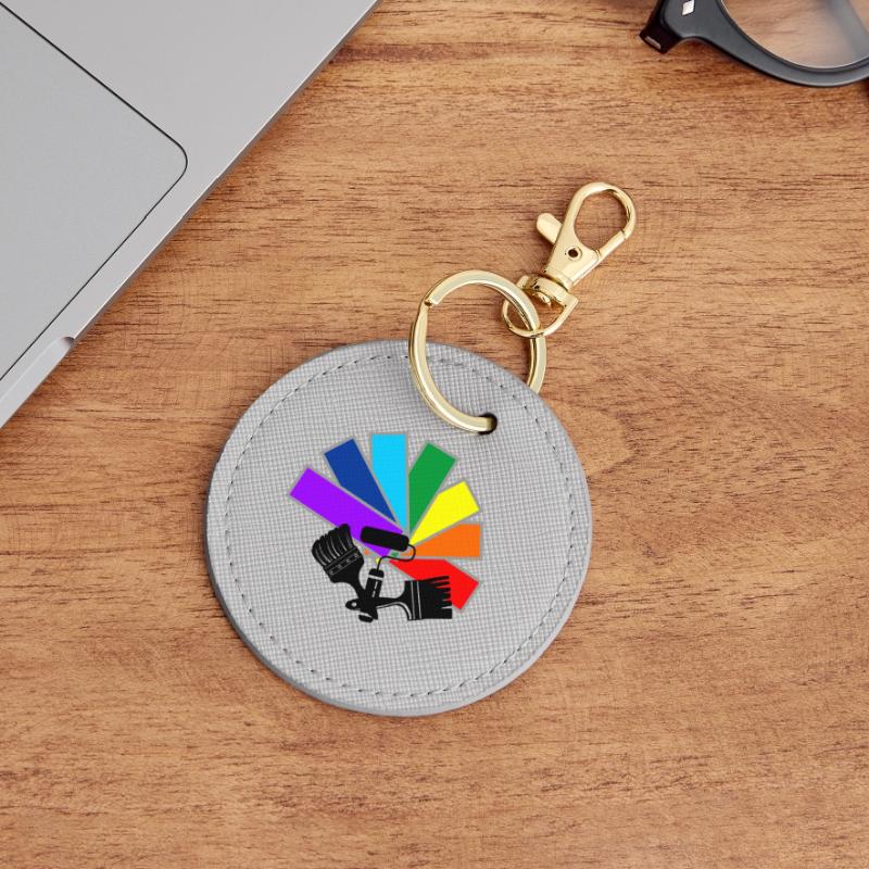 Farbfächerdeck mit Schattenpinseln und Rollenlogo Runder Schlüsselanhänger
