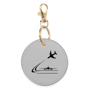 Landung von Flugzeugen - Runder Schlüsselanhänger - Grau - Vorne
