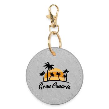 Gran Canaria sunset with palm trees - Round Keyring - grey - Front
