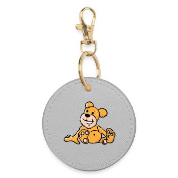 Cheerful cartoon bear sitting - Round Keyring - grey - Front