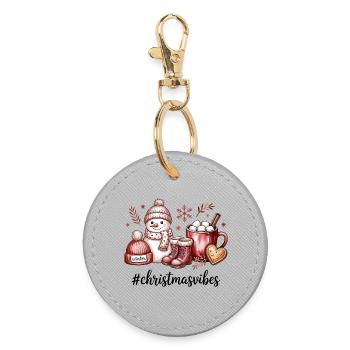 Winter Magic Christmas Vibes - Round Keyring - grey - Front