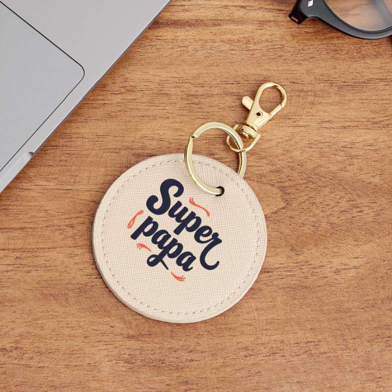 Super Dad Script Sewing Round Keyring