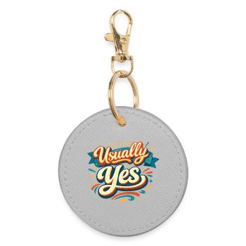 Usually Yes Retro Handlettering  - Runder Schlüsselanhänger - Grau - Vorne