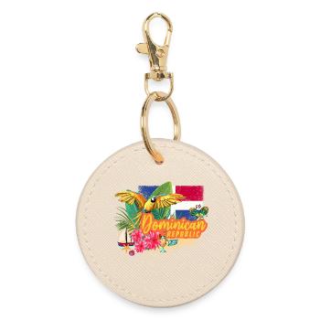 Dominican Republic Retro Caribbean Souvenir - Round Keyring - oyster - Front
