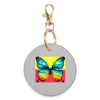 papillon - Porte-clés rond - bruyère - Devant