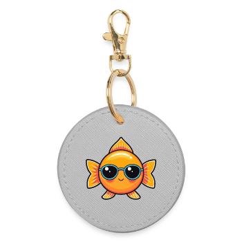 Poisson rétro Lunettes Bleues - Porte-clés rond - bruyère - Devant