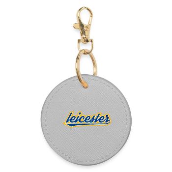 Leicester Script Swoosh on clothing - Round Keyring - grey - Front