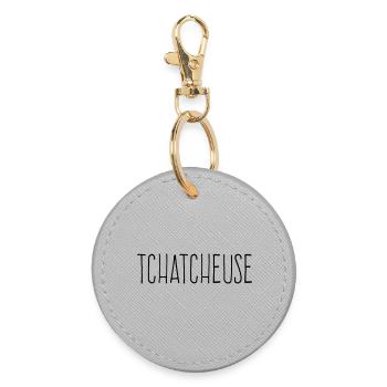 Tchatcheuse - Humour Femme Bavarde - Porte-clés rond - bruyère - Devant