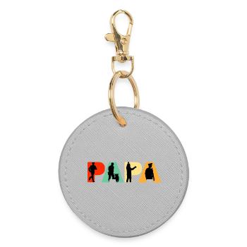 Papa Patrol Officer Vintage Police Silhouette - Round Keyring - grey - Front