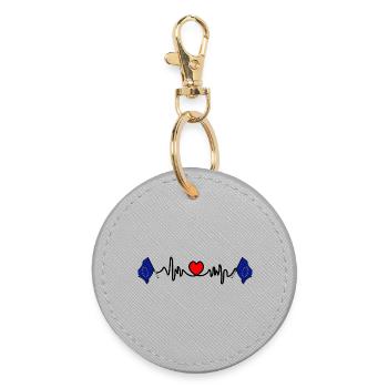 Heart rate cardio flag EU - Round Keyring - grey - Front