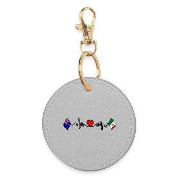 Cardio Heart avec drapeau de l’Australie et du Mexique - Porte-clés rond - bruyère - Devant