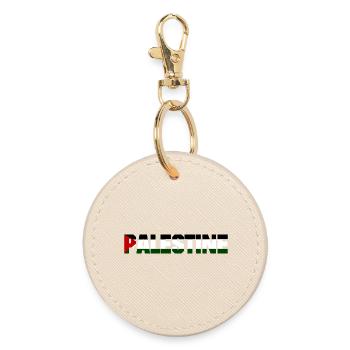 Palestine Lettering Design Flag - Round Keyring - oyster - Front