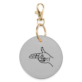 Hand gesture gun scared war - Round Keyring - grey - Front