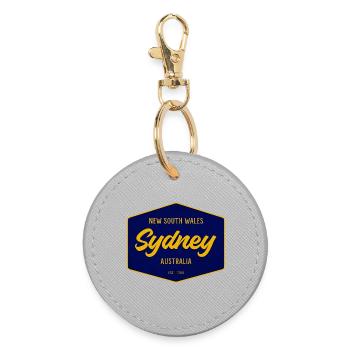 Sydney Schild Vintage Schrift - Runder Schlüsselanhänger - Grau - Vorne
